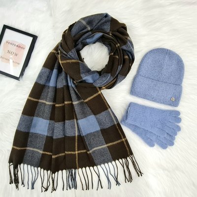 Комплект жіночий зимовий ангоровий (шапка+шарф+рукавички) ODYSSEY 55-58 см джинс 13714 - 8061 - 4216 смузи фото