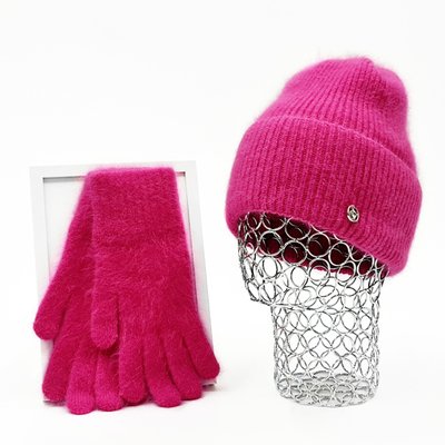 Комплект жіночий зимовий ангоровий (шапка+рукавички) ODYSSEY 56-58 см Малиновий 13569 - 4186 13569 - 4186 фото
