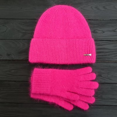 Комплект жіночий зимовий ангоровий на флісі (шапка+рукавички) ODYSSEY 55-58 см Малина 12990 - 4186 12990 - 4186 фото