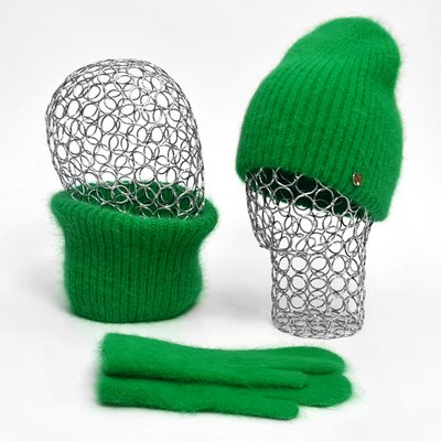 Комплект жіночий зимовий ангоровий (шапка+бафф+рукавиці) ODYSSEY 55-58 см Зелений 13429 - 13050 - 4227 13429 - 13050 - 4227 фото