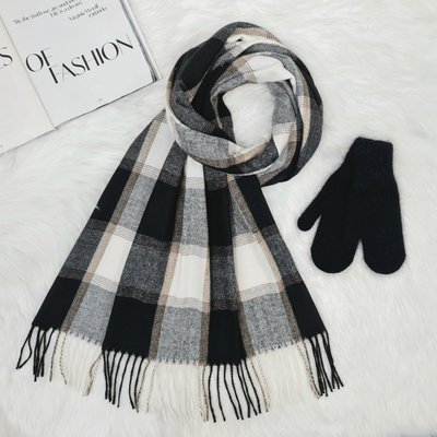 Комплект женский зимний (шарф+варежки) M&JJ One size Черный + серый 8064 - 4135 8064 - 4135 фото