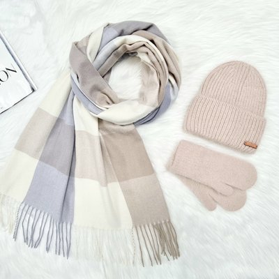 Комплект жіночий зимовий ангоровий (шапка+шарф+рукавиці) ODYSSEY 55-58 см бежевий 13177 - 1136 - 4225 стоун фото