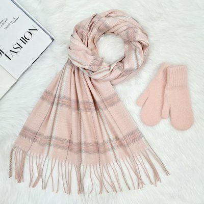 Комплект женский зимний (шарф+варежки) M&JJ One size пудровый 8018 - 4141 8018 - 4141 фото