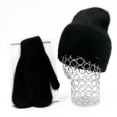 Комплект жіночий зимовий ангоровий на флісі (шапка+рукавиці) ODYSSEY 55-58 см Чорний 12394 - 4135 12394 - 4135 фото