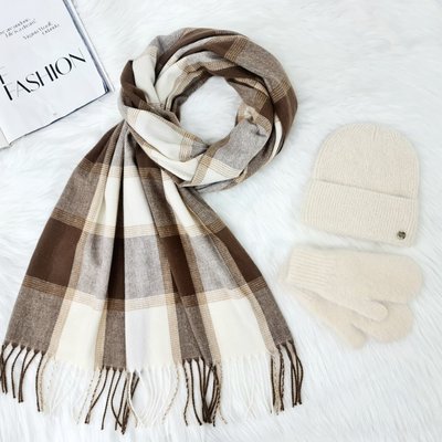 Комплект жіночий зимовий ангоровий (шапка+шарф+рукавиці) ODYSSEY 55-58 см бежевий 13144 - 8049 - 4148 смузи фото