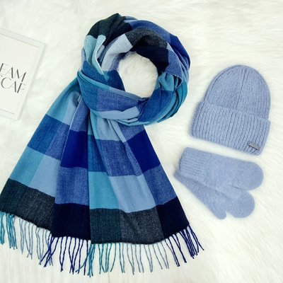 Комплект жіночий зимовий ангоровий (шапка+шарф+рукавиці) ODYSSEY 55-58 см джинс 13202 - 8045 - 4147 стоун фото