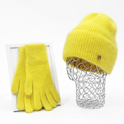 Комплект жіночий зимовий ангоровий (шапка+рукавички) ODYSSEY 56-58 см Жовтий 13825 - 4197 13825 - 4197 фото