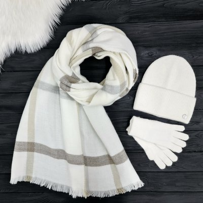 Комплект жіночий зимовий ангора з вовною (шапка+шарф+рукавички) ODYSSEY 56-58 см білий 12127 - 8131 - 4000 крис фото