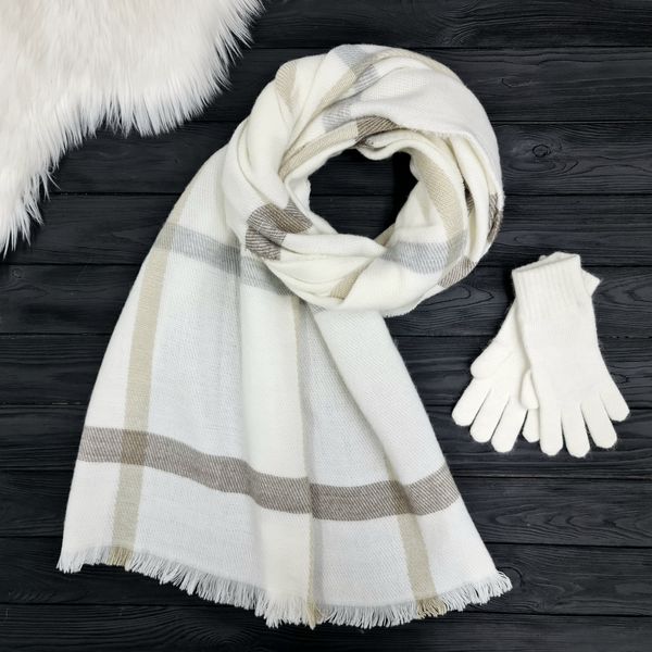 Комплект жіночий зимовий ангора з вовною (шапка+шарф+рукавички) ODYSSEY 56-58 см білий 12127 - 8131 - 4000 крис фото