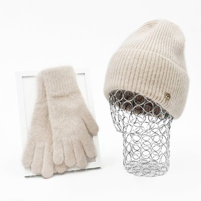 Комплект жіночий зимовий ангоровий (шапка+рукавички) ODYSSEY 56-58 см Бежевий 13813 - 4219 13813 - 4219 фото