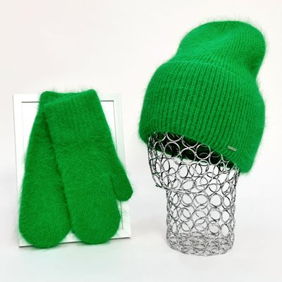 Комплект жіночий зимовий ангоровий на флісі (шапка+рукавиці) ODYSSEY 55-58 см Зелений 12639 - 4227 12639 - 4227 фото