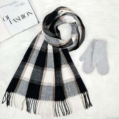 Комплект женский зимний (шарф+варежки) M&JJ One size Серый + черный 8064 - 4131 8064 - 4131 фото