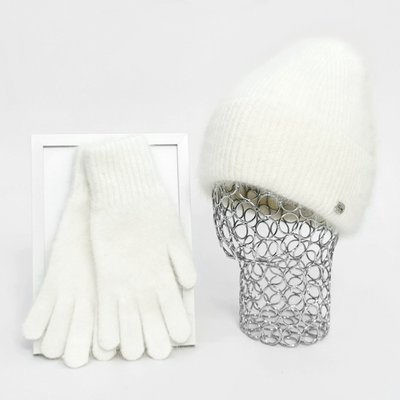 Комплект жіночий зимовий ангоровий на флісі (шапка+рукавички) ODYSSEY 55-58 см Молочний 12742 - 4183 12742 - 4183 фото