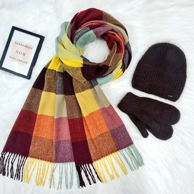 Комплект жіночий зимовий ангоровий на флісі (шапка+шарф+рукавиці) ODYSSEY 55-58 см шоколадний 12817 - 8024 - 4124 юкка фото