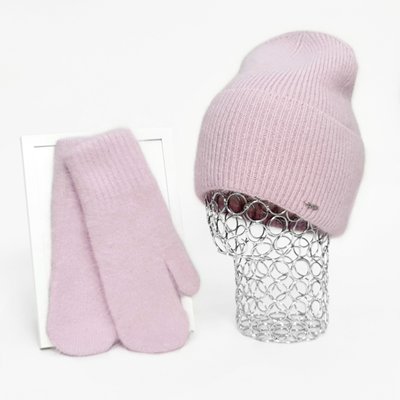 Комплект жіночий зимовий ангоровий на флісі (шапка+рукавиці) ODYSSEY 55-58 см Рожевий 12440 - 4144 12440 - 4144 фото