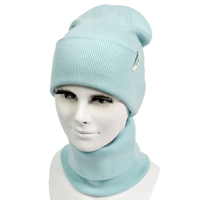 Комплект жіночий демісезонний віскозний шапка+шарф-снуд Odyssey 56-59 см м'ятний 12810 - 12604 челентано комплект фото