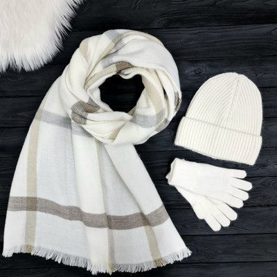 Комплект женский зимний ангора с шерстью (шапка+шарф+перчатки) ODYSSEY 56-58 см белый 12630 - 8131 - 4000 отрада фото