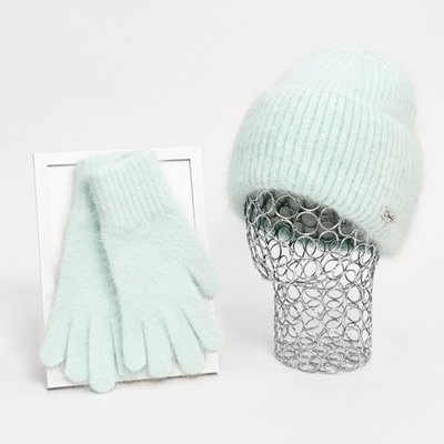 Комплект жіночий зимовий ангоровий на флісі (шапка+рукавички) ODYSSEY 57-60 см М'ятний 13238 - 4202 13238 - 4202 фото