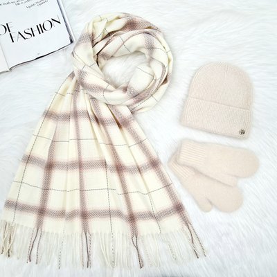 Комплект женский зимний ангоровый (шапка+шарф+варежки) ODYSSEY 56-58 см разноцветный 13144 - 8008 - 4148 смузи фото