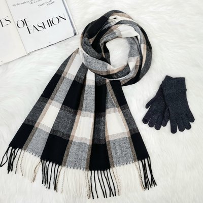 Комплект женский зимний (шарф+перчатки для сенсорных экранов) M&JJ One size асфальт + черный 8064 - 4115 8064 - 4115 фото