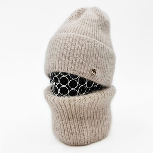Комплект жіночий зимовий ангоровий (шапка+бафф) ODYSSEY 56-58 см Бежевий 13582 - 13023 13582 - 13023 фото