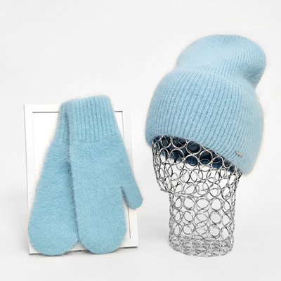 Комплект жіночий зимовий ангоровий на флісі (шапка+рукавиці) ODYSSEY 55-58 см Блакитний 12645 - 4145 12645 - 4145 фото