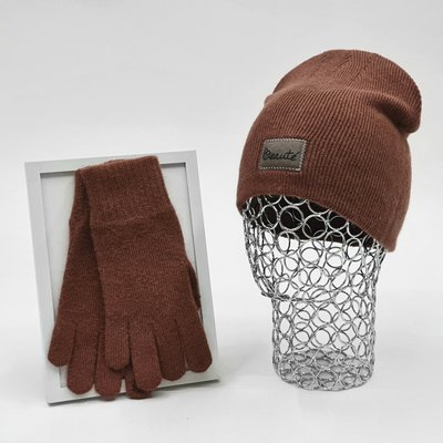 Комплект жіночий зимовий ангора з вовною (шапка+рукавички) ODYSSEY 55-58 см Мідний 13348 - 4168 13348 - 4168 фото