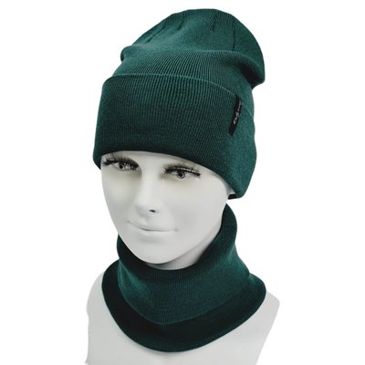 Комплект жіночий демісезонний віскозний шапка+шарф-снуд Odyssey 56-59 см зелений 12726 - 12662 динго комплект фото