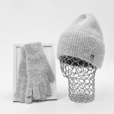 Комплект жіночий зимовий ангоровий (шапка+рукавички) ODYSSEY 56-58 см Сірий 13806 - 4210 13806 - 4210 фото