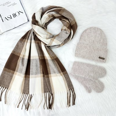 Комплект жіночий зимовий ангоровий (шапка+шарф+рукавиці) ODYSSEY 55-58 см бежевий 13178 - 8049 - 4226 стоун фото