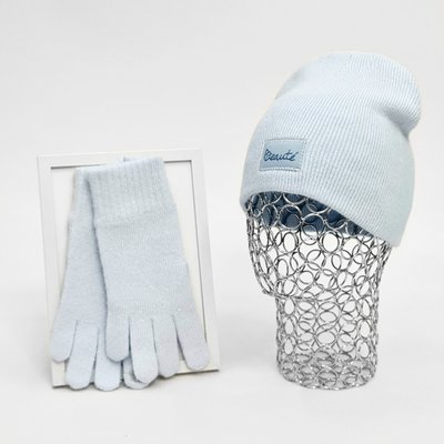 Комплект жіночий зимовий ангора з вовною (шапка+рукавички) ODYSSEY 55-58 см Блакитний 13359 - 4170 13359 - 4170 фото