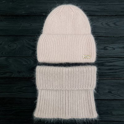 Комплект жіночий зимовий ангоровий (шапка+бафф) ODYSSEY 56-58 см Бежевий 13916 - 13020 13916 - 13020 фото