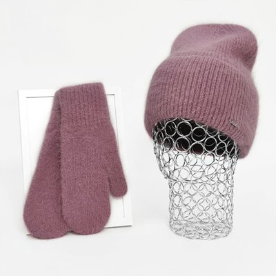 Комплект жіночий зимовий ангоровий на флісі (шапка+рукавиці) ODYSSEY 55-58 см Цикламен 12441 - 4149 12441 - 4149 фото