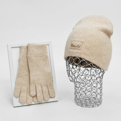 Комплект жіночий зимовий ангора з вовною (шапка+рукавички) ODYSSEY 55-58 см Бежевий 13330 - 4063 13330 - 4063 фото