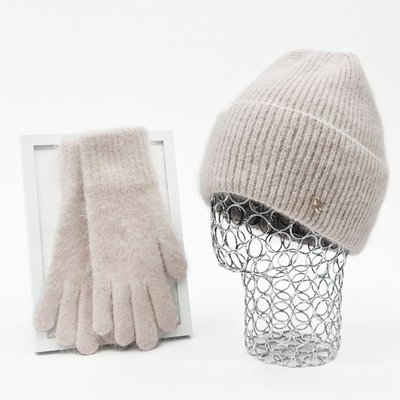 Комплект жіночий зимовий ангоровий (шапка+рукавички) ODYSSEY 56-58 см Бежевий 13756 - 4191 13756 - 4191 фото