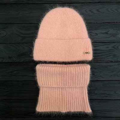 Комплект женский зимний ангоровый на флисе (шапка+бафф) ODYSSEY 55-58 см Пудровый 12751 - 13055 12751 - 13055 фото
