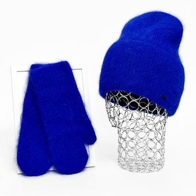 Комплект жіночий зимовий ангоровий на флісі (шапка+рукавиці) ODYSSEY 55-58 см Синій 12912 - 4128 12912 - 4128 фото