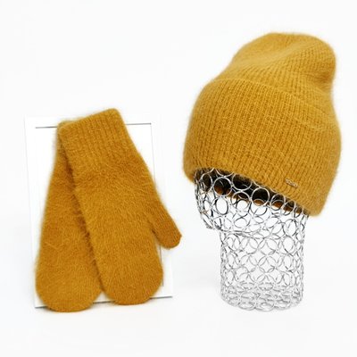 Комплект жіночий зимовий ангоровий на флісі (шапка+рукавиці) ODYSSEY 55-58 см Гірчиця 12637 - 4127 12637 - 4127 фото