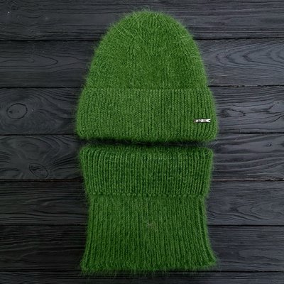 Комплект женский зимний ангоровый на флисе (шапка+бафф) ODYSSEY 55-58 см Зеленый 12996 - 13089 12996 - 13089 фото