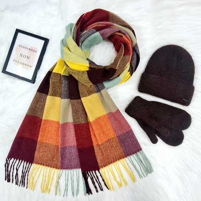 Комплект жіночий зимовий ангоровий на флісі (шапка+шарф+рукавиці) ODYSSEY 55-58 см шоколадний 12828 - 8024 - 4124 бристоль фото