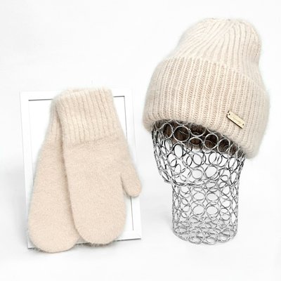 Комплект жіночий зимовий ангоровий (шапка+рукавиці) ODYSSEY 55-58 см Бежево-кремовий 13203 - 4134 13203 - 4134 фото