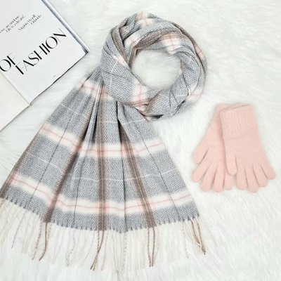 Комплект женский зимний (шарф+перчатки) M&JJ One size Серый + пудровый 8029 - 4207 8029 - 4207 фото