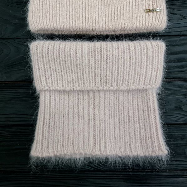 Комплект жіночий зимовий ангоровий на флісі (шапка+бафф) ODYSSEY 55-58 см Бежевий 13935 - 13020 13935 - 13020 фото