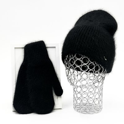 Комплект жіночий зимовий ангоровий (шапка+рукавиці) ODYSSEY 55-58 см Чорний 12846 - 4135 12846 - 4135 фото