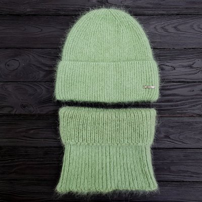 Комплект жіночий зимовий ангоровий на флісі (шапка+бафф) ODYSSEY 55-58 см Зелений 13934 - 13006 13934 - 13006 фото
