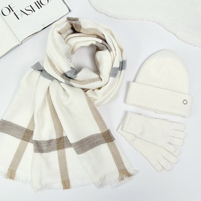 Комплект жіночий зимовий ангора з вовною (шапка+шарф+рукавички) ODYSSEY 58-60 см білий 12160 - 8131 - 4000 мулатка фото