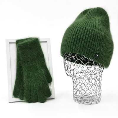 Комплект жіночий зимовий ангоровий (шапка+рукавички) ODYSSEY 56-58 см Зелений 13805 - 4209 13805 - 4209 фото