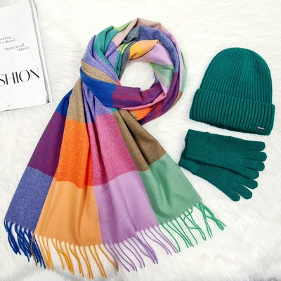 Комплект жіночий зимовий ангора з вовною на флісі (шапка+шарф+рукавички) ODYSSEY 56-58 см різнокольоровий 12801 - 1293 - 4090 хелли фото