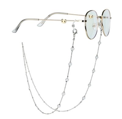 Ланцюжок для окулярів металевий M&J сріблястий Перлини (187) 187 фото