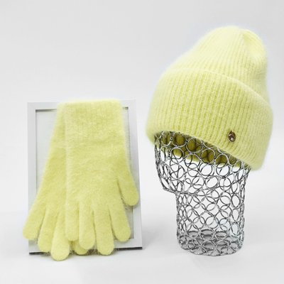 Комплект жіночий зимовий ангоровий (шапка+рукавички) ODYSSEY 56-58 см Жовтий 13804 - 4208 13804 - 4208 фото